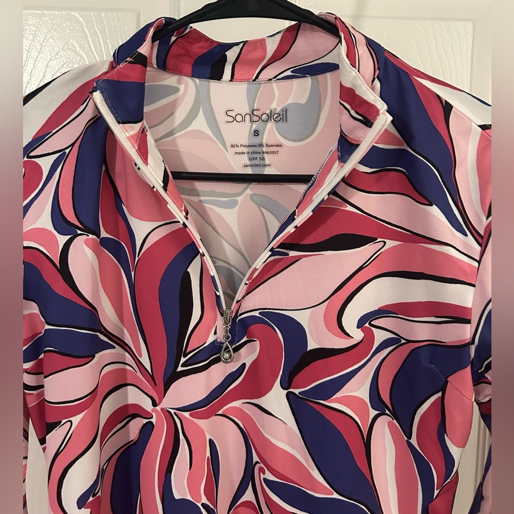SanSoleil SoolCool Tee Time Long Sleeve 1/4 Zip Golf UPF50+ Cooling - Picture 3 of 6